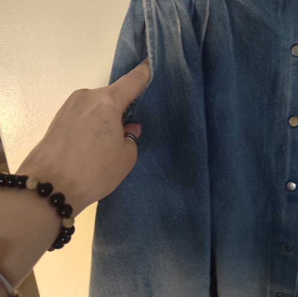 Vintage 90's Blue Denim Skirt With Pockets,Midi Button Down Front Size 13 Junior - Picture 3 of 3